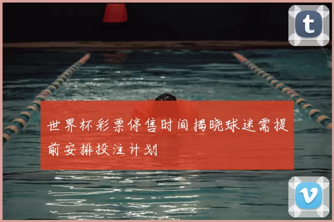 世界杯彩票停售时间揭晓球迷需提前安排投注计划